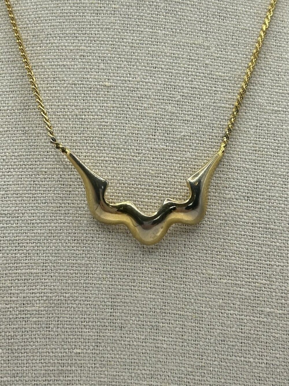 Vintage 1/20 12K Gold Filled Abstract Wave Necklace Modernist Pendant 16” READ